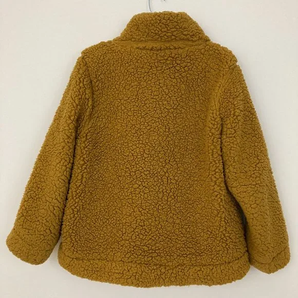 Madden Teddy Bear Jacket Size L Mustard Full Zip Pockets Lined Long Sleeve - Picture 6 of 13